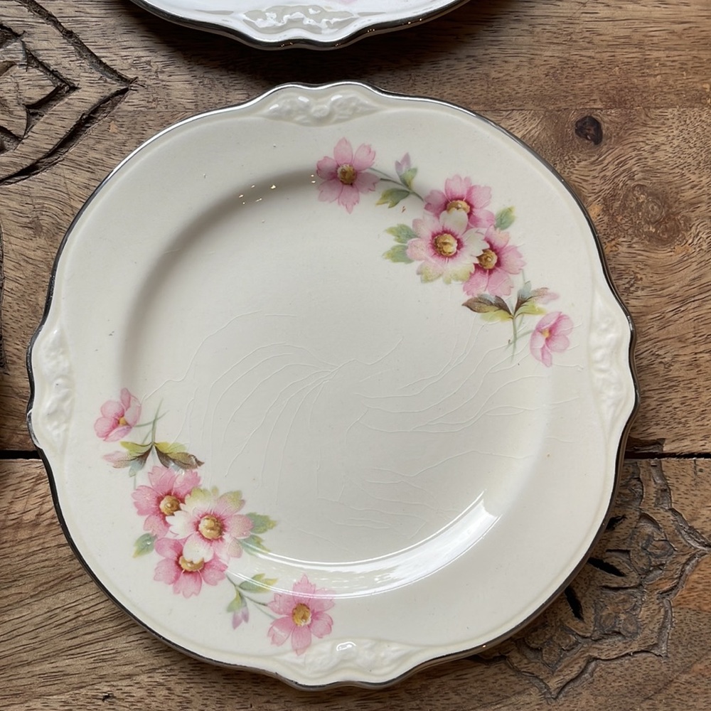 🌸Set of 6 Vintage Style Dessert Plates! Pretty delicate rose pattern 🌸 - Picture 5 of 16